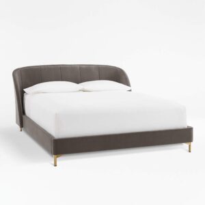 Solid Wood Bed With Fabric Headboard